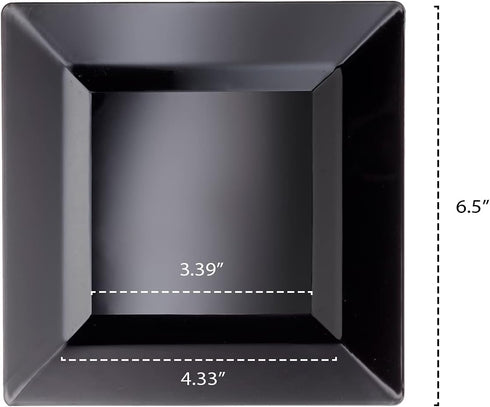 Party Essentials Disposable Classic Square Plastic Plates, 6.5", 70-Count, Black, for Wedding/All Occasions