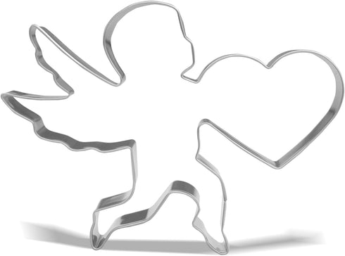 Keewah Valentine Cupid with Heart Cookie Cutter - 4.9 x 3.7 inch Stainless Steel