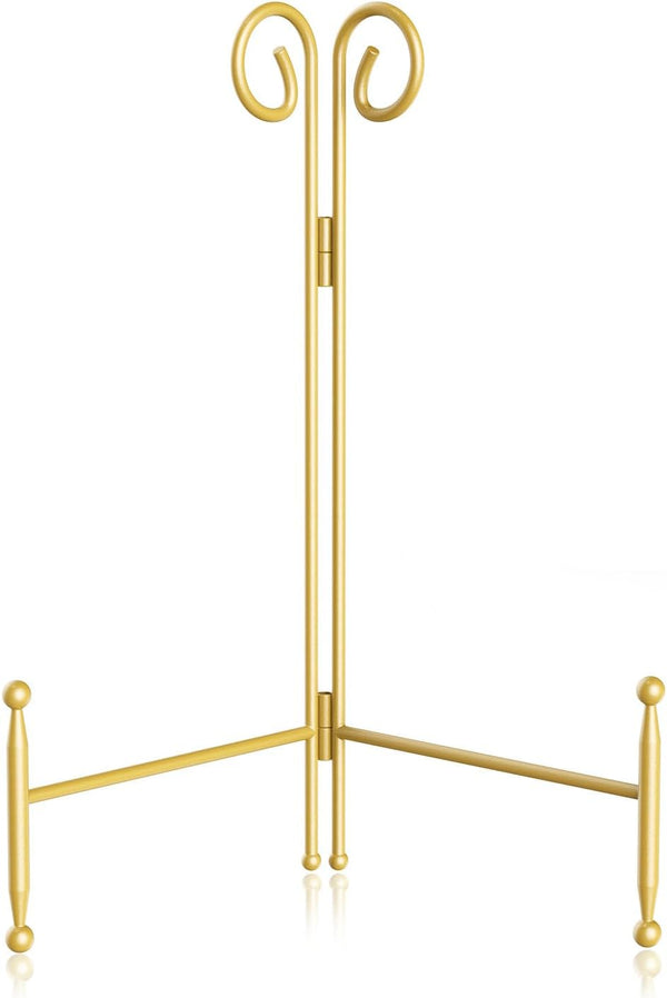 8 Inch Plate Holder Display Stand, Gold Easel Stand for Table, Decorative Photo, Art, Plates, Books (1 Pack)