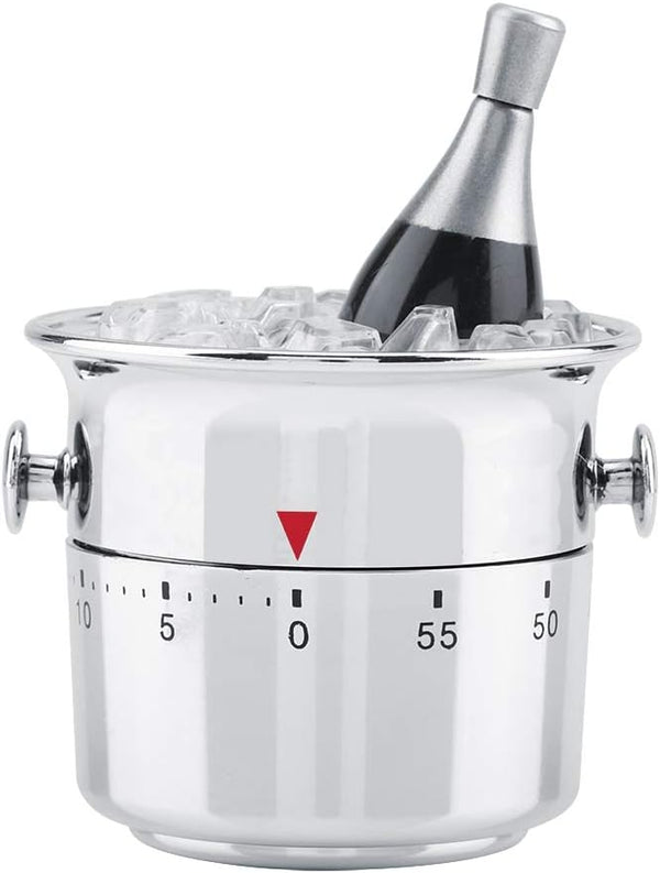 Kitchen Timer, Bucket Shaped 60 Minutes Stainless Steel Mechanical Wine Cooler Timer, Cute Cooking Gadget Tool
