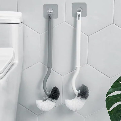 2Pcs Curved Toilet Bowl Brush Without Holder, Durable Bathroom Cleaning Brushes for Deep Cleaning (Gray+White)