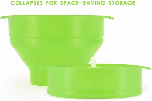 Silicone Popcorn Bowl, Microwave Silicone Hot Air Popcorn Popper Bowl with Handle Lid for Home