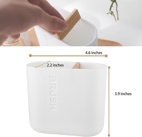 Bamboo Electric Toothbrush Holders, 2 Pack Bathroom Storage Organizer for Toothpaste, Floss, Razor, Countertop