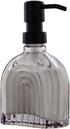 Glass Soap Dispenser for Kitchen and Bathroom, Farmhouse Style Liquid Pump (Grey Glass with Black, 4" x 2" x 6-5/8")
