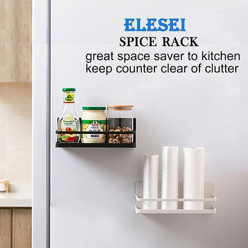 ELESEI 2 Pack Magnetic Spice Rack Refrigerator Side Magnetic Spice Rack Kitchen Magnetic Shelf Magnetic Fridge Shelf