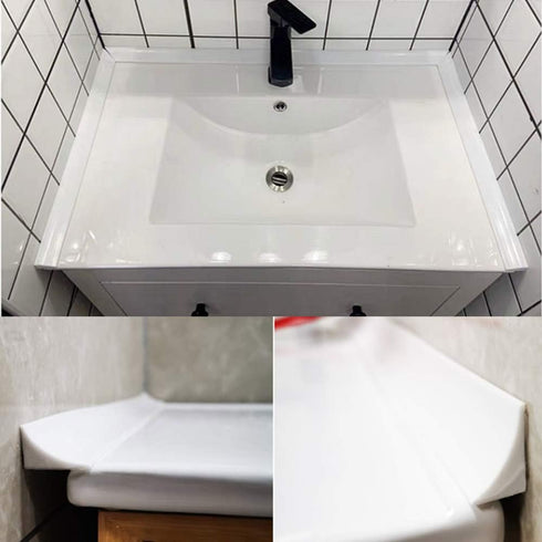39 inch Water Barrier for Sink, Silicone Rubber Kitchen Splash Guard, Bendable Corner Dam for Countertop
