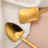 Golden Shovel Spoons Set of 2, Flat Dessert Coffee Tea Spoons for Ice Cream Lovers Housewarming Gifts