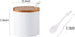 Ceramic Embossed Stripe Sugar Bowl, Spice Jar Storage Seasoning Pot with Lid and Spoon