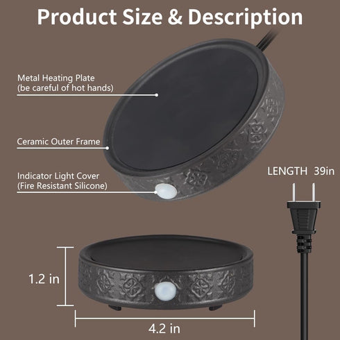 Mug Warmer for Desk, Auto Shut Off Coffee Cup Warmer, Candle Warmer Plate with Timer (2h/4h/8h), Black.