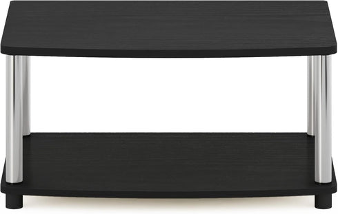 2-Tier 13191AMSS Furinno Turn-N-Tube No Tools Elevated TV Stand, Stainless Steel Tubes, Americano/Chrome