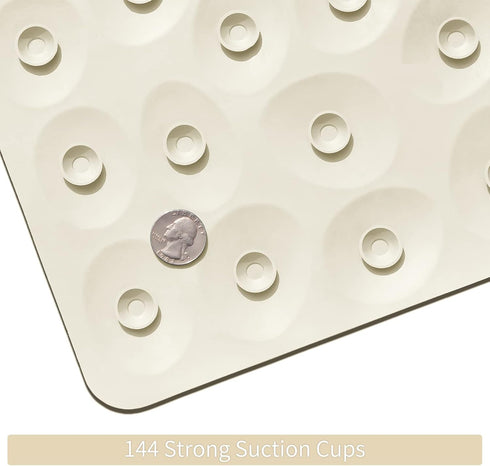 Beige Non-Slip Bathtub Mat with Strong Suction Cups by OTHWAY