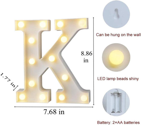 MUMUXI Marquee Light Up Letters - Large Light Up Numbers, Battery Powered, for Wedding, Birthday, Party, Christmas (K)