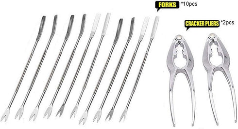 12 Set 2 10 Artcome Pieces Seafood Tools including Lobster Crab Crackers and Forks