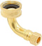HYDRO MASTER Solid Brass Dishwasher Inlet Elbow, 3/8" OD Comp x 3/4" FNH