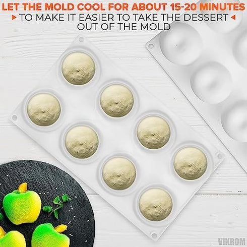 8 Cavity Apple Silicone Mold - 11.22 x 6.69 x 2.3 Inches, Non-Stick Baking Mold for Pastry, Jelly, Ice Cream, Soap,