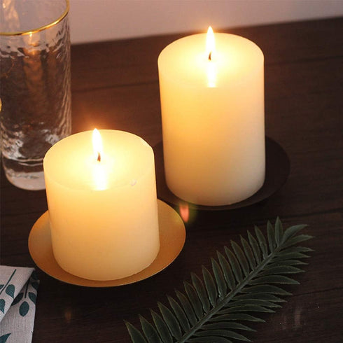 Decorative Iron Plate Candle Holder - Pedestal Stand for Taper Candles, Pillar Holder for Wedding Decor