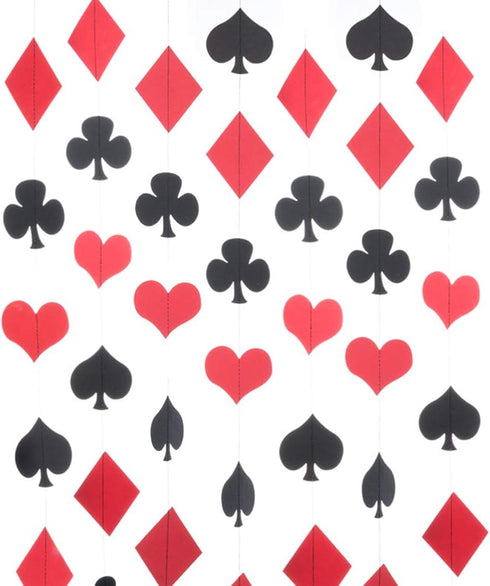 MOWO Casino Paper Garland Hanging Decoration, Las Vegas Theme, 3'' Diameter, 10-feet (Black, Red, 2pc)