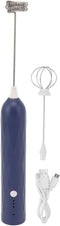 Handheld Milk Frother, Coffee Foam Maker USB Rechargeable Hand Drink Mixer with 3 Speeds and 2 Heads