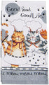 4 Piece Happy Cat Kitchen Set - 2 Terry Towels, Oven Mitt, Potholder