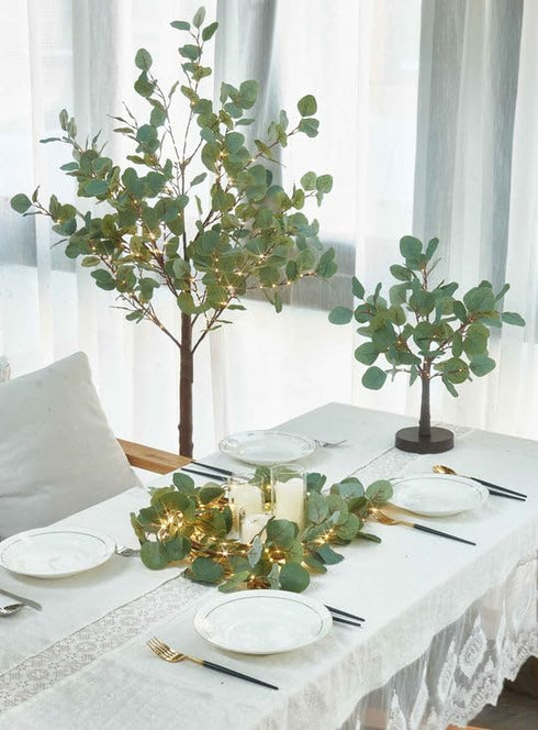 Hairui 6FT Lighted Artificial Eucalyptus Garland with 96 LED Battery Operated Faux Vine Lights and Timer for Decor