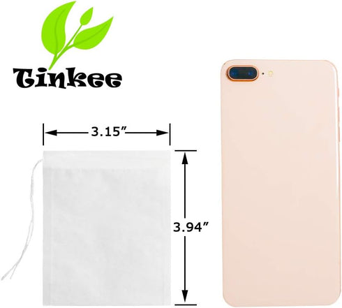 Tinkee set 1003.15 3.94 inch Tea Filter bags, safe and natural material, disposable tea infuser, empty tea bag
