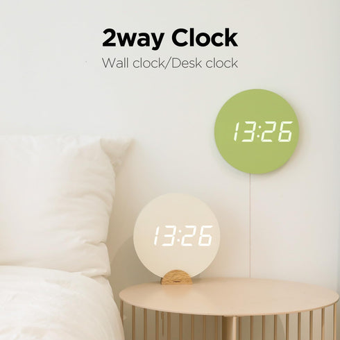 8 Inch 12/24H mooas Crayon Mini Digital Wall Clock, Modern Night Light Digital Desk Clock, LED Wall Clock Silent