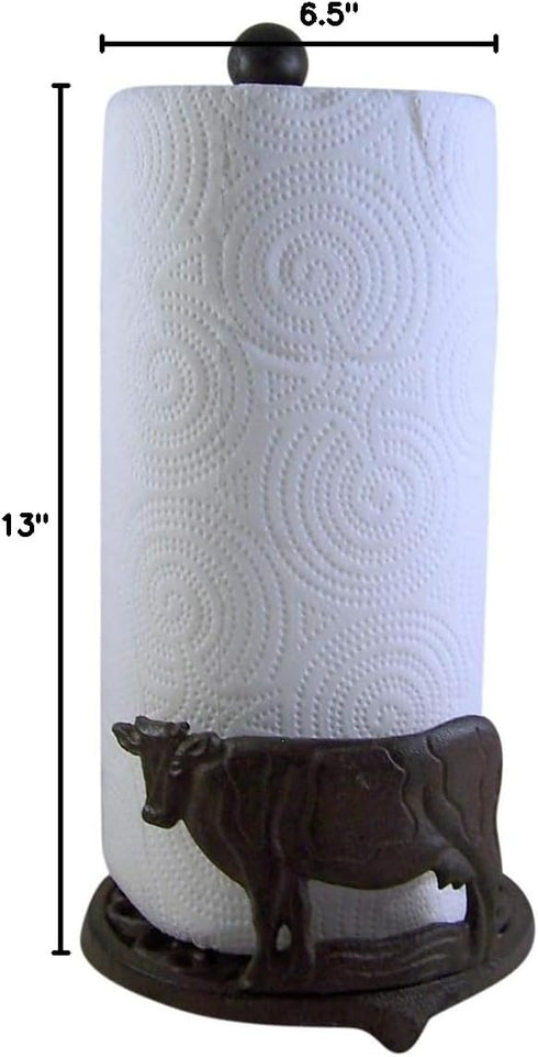 Cow Kitchen Decor 13 Inch Cast Iron Cow Paper Towel Holder