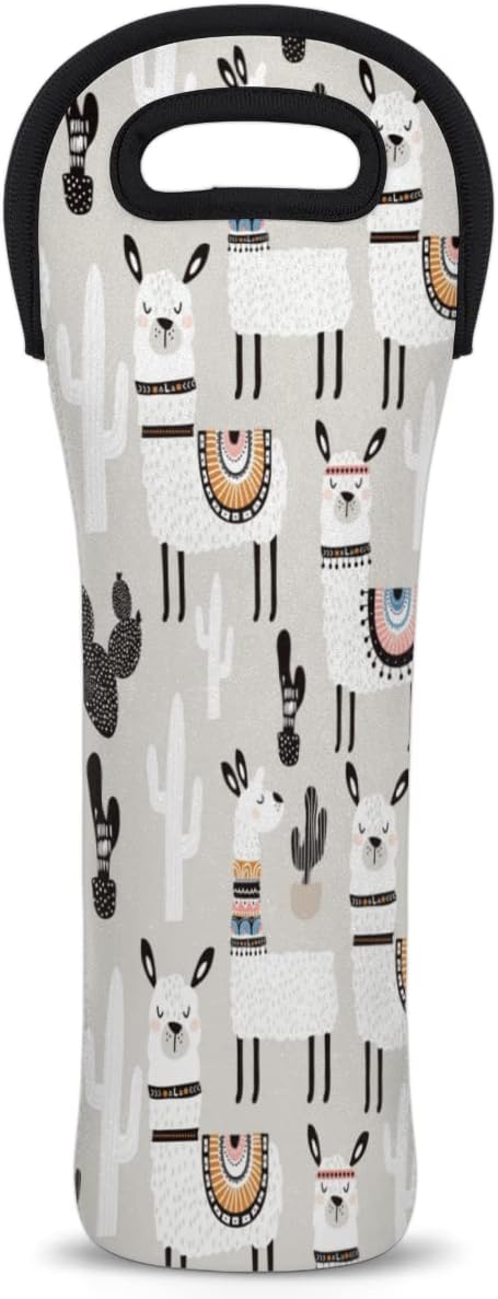 Camel Llama Wine Tote Bag - Neoprene Wine Carrier for Party, Travel, Restaurant, Alpaca Cactus Wine Accessories