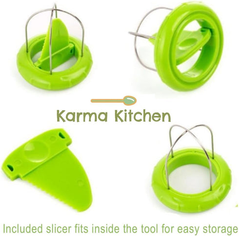 Kiwi Slicer Peeler Pitter Scooper, Mango and Kimi Corer, Fast Peel Any Fruit or Soft Vegetable with Ease, Green