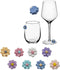 Fount & Haven 8 Pack Flower Suction Wine Glass Charms - Resin Drink Markers for Stem Glasses, Washable Wine Markers