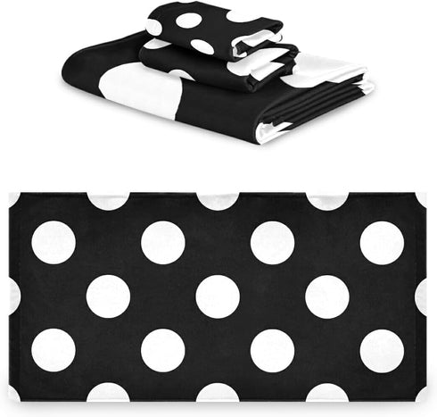 Qilmy 3-Piece Set, Set Polka Dot Towel Absorbent Soft Bathroom Decorative Towel with Bath Towel, Hand Towel & Washcloth
