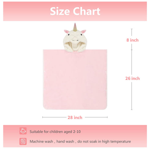 3D 28" 55" PINNKKU Unicorn Hooded Towel, Ultrasoft & Absorbent Bath Towel for Babies, Infant, Toddler and Kids, Beach