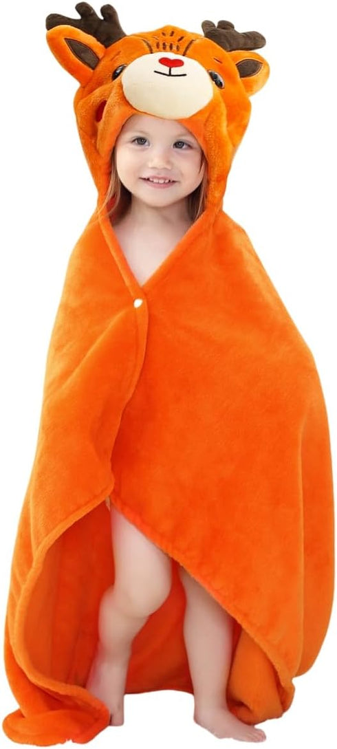 Arkwida Wearable Blanket Hoodie for Kids Toddlers Hooded Towels Soft Cozy Wearable Throw