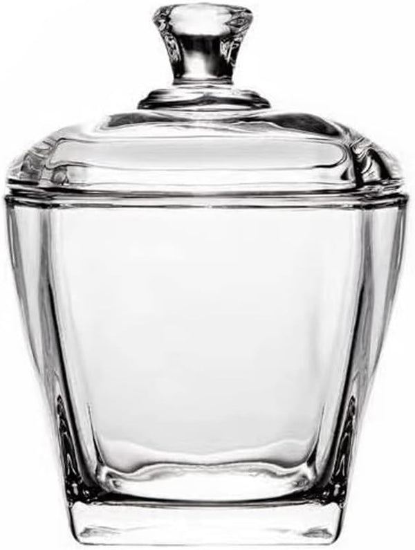 123Arts Glass Sugar Bowl, Candy Jar Storage Jar with Lid for Kitchen Counter