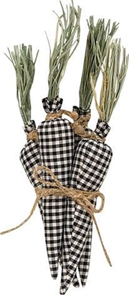 HAPPY DEALS ~ Black White Gingham Plaid Carrots - 4 Pack | 10 inch |