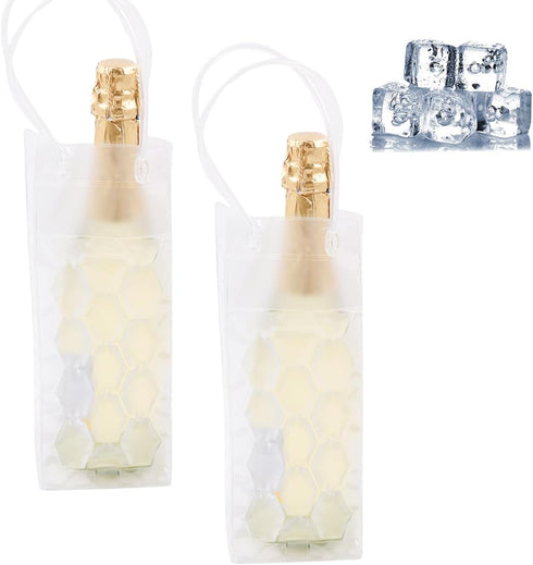Ice Wine Bag - Portable Folding Cooler for Champagne, White Wine, or Chilled Beer, Transparent Wine Cooler Bucket (a