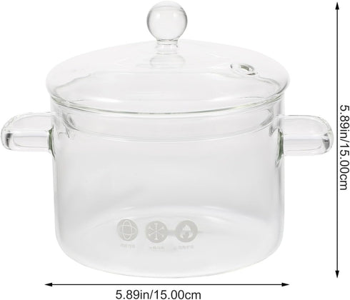 Clear Glass Pot Glass Saucepan with Cover and Handles Clear Cooking Pot Simmer Pot Pan Glass Cookware for Pasta Noodle Soup Milk 1500ml Glass Saucepan by Kichvoe