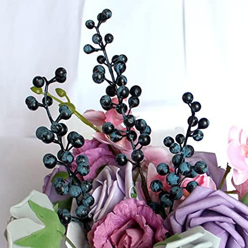 OrgMemory (20 12" Artificial Berry, Fake Burgundy Berry, pcs, Each), Artificial Berries Stems for Xmas Tree Wreath