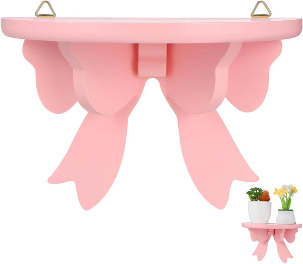 DOITOOL Wooden Floating Shelf Wall Mounted, Nordic Style Butterfly Semicircle Storage Shelf
