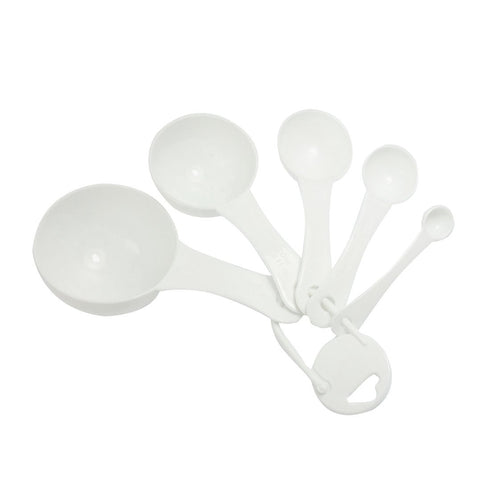 uxcell White 5 in 1 Tea Soup Coffee Measuring Spoon Set, 1ml, 5ml, 15ml, 50ml, 100ml