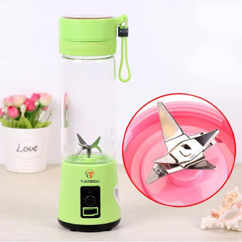 Portable Green Blender for Shakes and Smoothies, Cordless Mini Travel Fruit Juicer Cup Mixer, USB Rechargeable