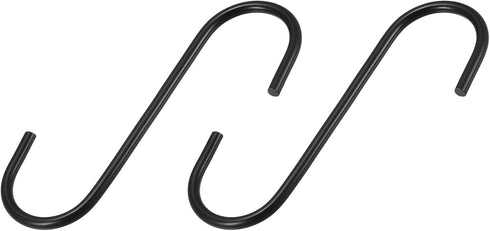 METALLIXITY S Hooks for Hanging (110mm/4), 2Pcs Carbon Steel Extra Long S Shaped Hangers for Plants, Kitchenware, Black