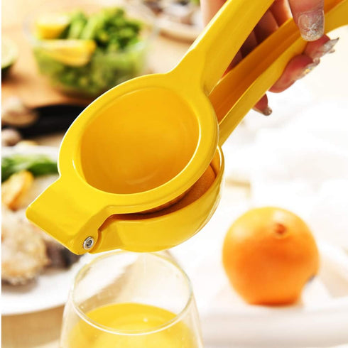 Manual Citrus Juicer Lemon Squeezer - Metal Fruit Juicer Lime Press Kitchen Tool (Yellow)