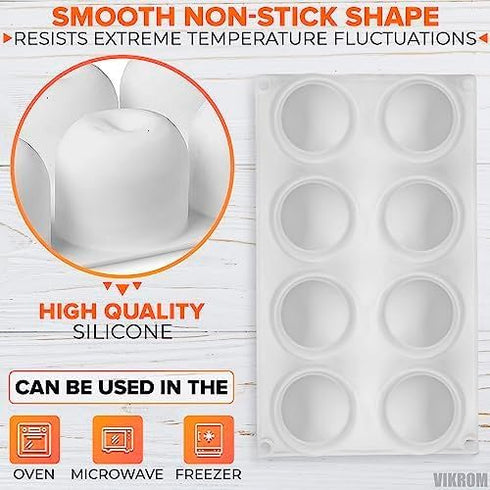 8 Cavity Apple Silicone Mold - 11.22 x 6.69 x 2.3 Inches, Non-Stick Baking Mold for Pastry, Jelly, Ice Cream, Soap,