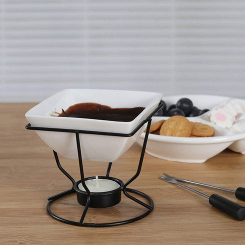 YARNOW Ceramic Butter Warmer Fondue Pot with Tealight Candle, Chocolate Melt Pot for Cheese and Chocolate