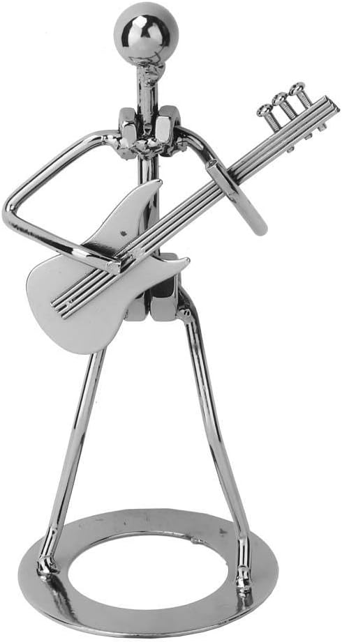 Walfront Vintage Iron Art Guitar Performer Figurine, Handcrafted Musician Décor Ornament for Home Decoration Gift
