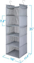 MAX Houser 5 Shelf Hanging Closet Organizer - Space Saver with (4) Side Pockets, Foldable, Light Grey