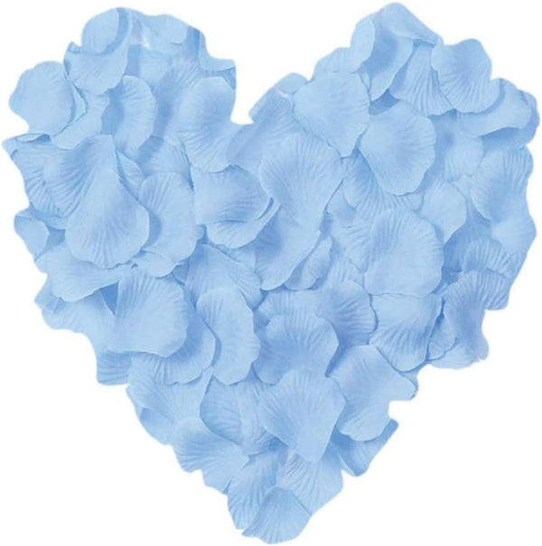 1000 Pieces Light Blue Artificial Silk Rose Petals, Flower Decoration for Wedding Party, Color Light Blue