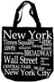 New York Black and White Canvas Tote Bag, 100% Cotton, 14 Inches, New York City Souvenir