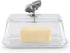 2-Piece Arthur Court Glass Butter Dish with Lid Butterfly Knob | Classic Design Covered Butter Keeper | Covers